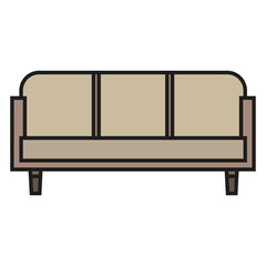 Sticker - home couch icon vector design