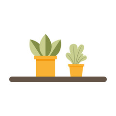 Poster - home plants inside pots on shelf vector design