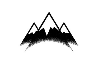 Poster - Abstract background with mountains sign or emblem in dotwork or tattoo retro style