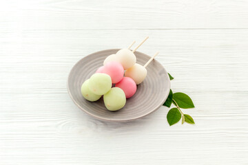 Japanese traditional dessert - three colored dumplings cakes