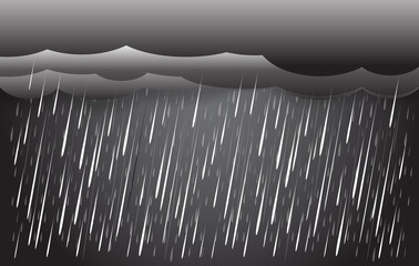 Wall Mural - heavy rain in dark sky, rainy season, clouds and storm, weather nature background, flood natural dis
