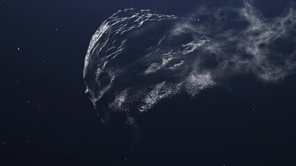 Wall Mural - asteroid and meteor rotate in space 3d rendering cinematic vision, outer space view