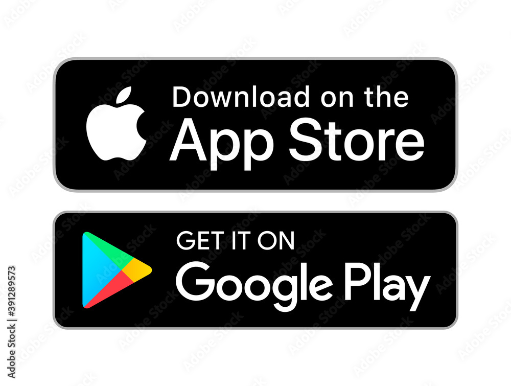 Vetor download on the app store and get it on google play button icons