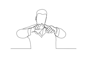Wall Mural - continuous line drawing of male scientist analyze formula on laboratory tube. one line concept of me