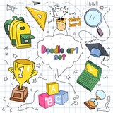 Set of colorful doodle school tools vector graphics. design elements. Suitable for magazines, posters, banners, etc.