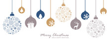 Merry Christmas Card With Hanging Ball Decoratoin Vector Illustration EPS10