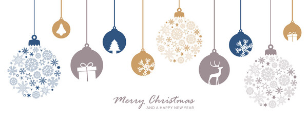 Wall Mural - merry christmas card with hanging ball decoratoin vector illustration eps10