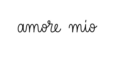 Wall Mural - amore mio my love phrase handwritten by one line. monoline vector text element isolated on white bac
