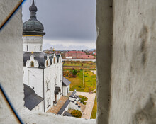 View From The Window Of The Observation Tower On The White Man's Orthodox Cathedral With A Black Dome And Golden Crosses