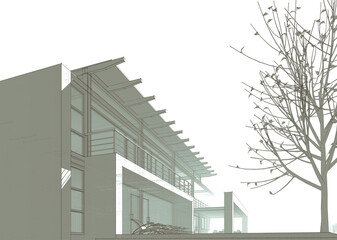 house building sketch architecture 3d illustration	