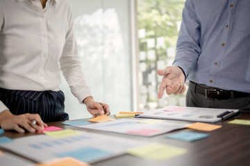 Wall Mural - Startup business team discussing in strategy work process at modern office.