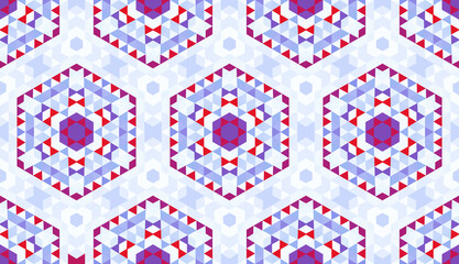 Poster - Abstract seamless pattern of simple geometric shapes. Bright shades of colors.