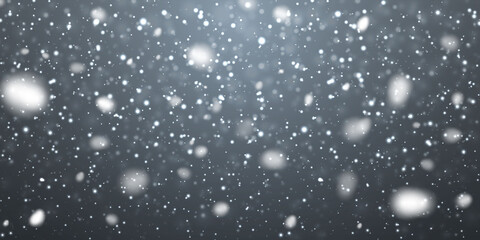 Wall Mural - Christmas snow. Falling snowflakes on transparent background. Snowfall. Vector illustration