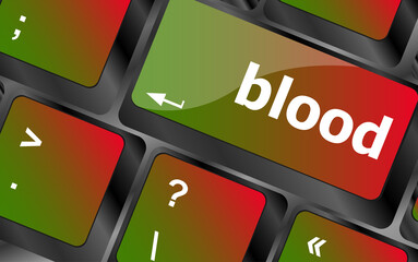 Poster - blood button on computer pc keyboard key