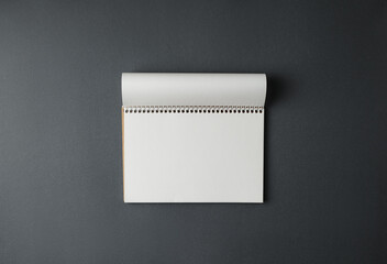 Wall Mural - Open notepad on a gray background.