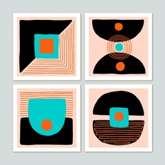 Sticker - Set of minimal style geometric design posters, wall art compositions, covers.