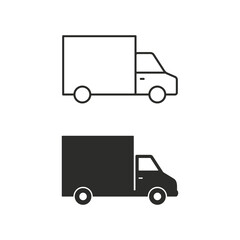 Wall Mural - Delivery Truck icon set on white background. Vector isolated transportation black illustration