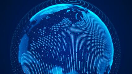 Poster - World wide web. Global network connection. Planet Earth. World map. 3D rendering.