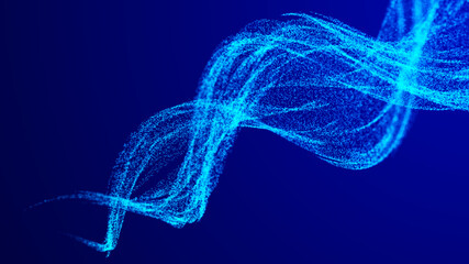 Poster - A vortex of particles. A tornado of twisted glowing dots. Abstract futuristic digital background. 3D tunnel or wormhole. Big data visualization. Wave of particles. 3D rendering