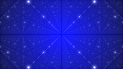 Fototapete - Background with illusion of infinity with many dots. Abstract futuristic background. 3D rendering.