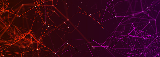 Poster - digital plexus of glowing lines and dots. abstract background. 3d rendering. network or connection. 