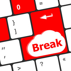 Poster - computer Keyboard with break button, business concept