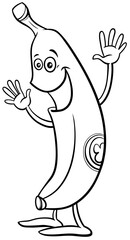 Wall Mural - cartoon banana fruit comic character coloring book page