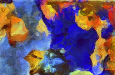 Poster - Abstract painting in vivid colors. 3D rendering