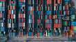 © Yakov Knyazev/Stocksy - colorful shipping containers drone shot