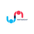 Partnership business logo. Teamwork logo on white
