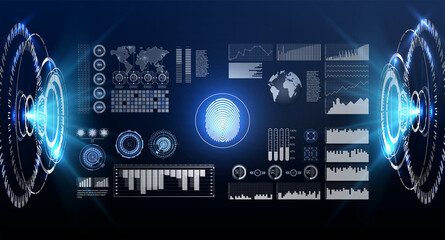 Poster - Fingerprint scan provides security access with biometrics identification. Abstract technology background. Cyber security concept. 