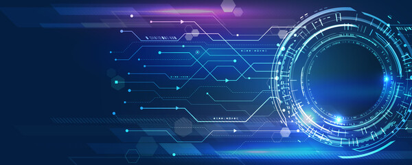 Aufkleber - Abstract technology background. Futuristic digital innovation background. Wide Hi-tech communication concept.