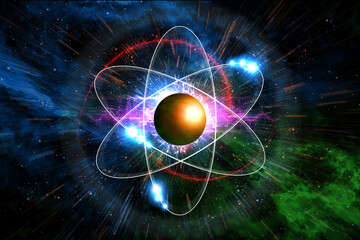 Wall Mural - atomic particle 3d illustration