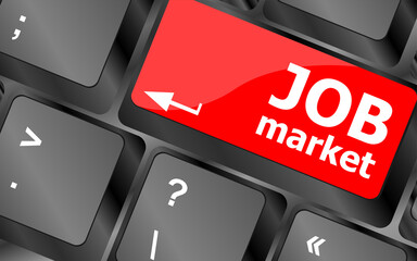 Poster - Job market key on the computer keyboard
