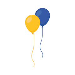 Poster - balloons helium colors blue and yellow floating