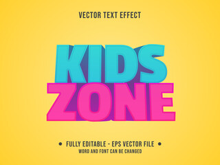 Wall Mural - Editable text effect - Kids zone cyan and pink modern color style	
