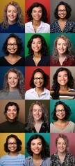 Wall Mural - Group of beautiful people in front of a background