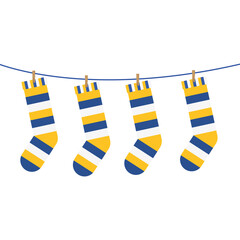 Sticker - socks with colors stripes hanging in wire