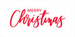 Merry Christmas Red Brush Calligraphy Vector Text Script, Horizontal Typography Banner