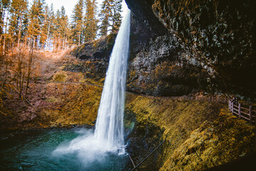 waterfall in autumn park