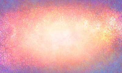 Wall Mural - abstract grunge multicolored bright multicolor background. purple, red, yellow, orange shades. Light curl effect around the edges, place for text in the center. A versatile backdrop for any purpose.