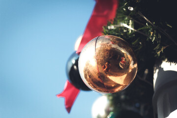 Wall Mural - Colorful Christmas balls and Happy New Year Festival