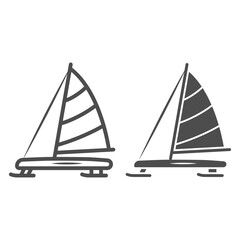 Poster - Iceboat line and solid icon, World snow day concept, ice breaker ship sign on white background, ice yacht icon in outline style for mobile concept and web design. Vector graphics.