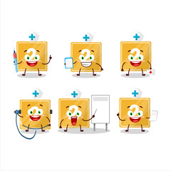 Sticker - Doctor profession emoticon with toys block two cartoon character