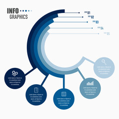 Wall Mural - Infographics design vector and business icons with 5 options in a layer of blue circle design for presentation and web site