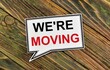We're moving. Text label in the planning table. Message about changing the address. Notice to the customers.