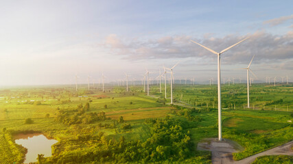 Wall Mural - wind turbine plant for electric power production,clean energy concept