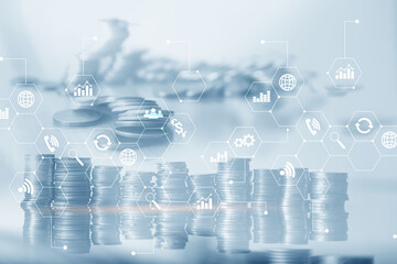 Wall Mural - diagram automation innovation concept. against the background of young businessmen in the office.