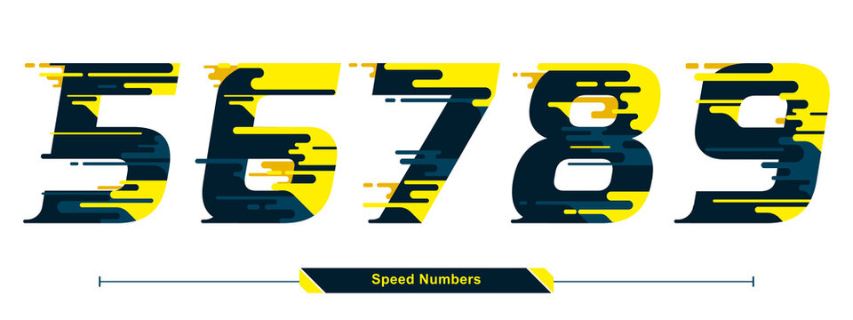 Numbers Typography Font Color speed modern style in a set 56789