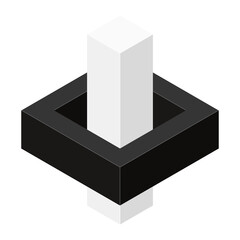 Sticker - Corporate logo concept. Black and white isometric block